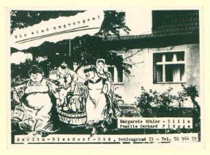 Karte von Margarete Zille an Marianne Zöllner mit Bekanntgabe des Umzugs von Demmin nach Berlin.