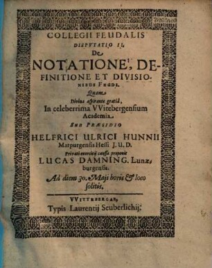 Disputationes feudales XII.