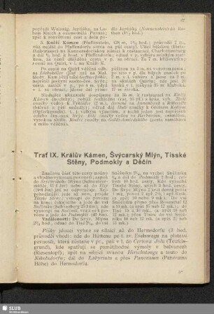 Trať IX. Králův Kámen, Švýcarský Mlýn, Tisské Stěny, Podmokly a Děčín