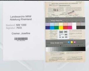 Entnazifizierung Josefine Cremer, geb. 27.11.1913 (Fuersorgerin)