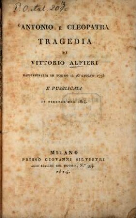 Antonio e Cleopatra : Tragedia