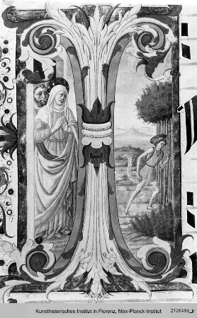Antiphonar : Buchseite mit historisierter Initiale I: Johannes der Täufer in der Wildnis