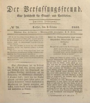 № 79. Cassel, den 3. October 1832.
