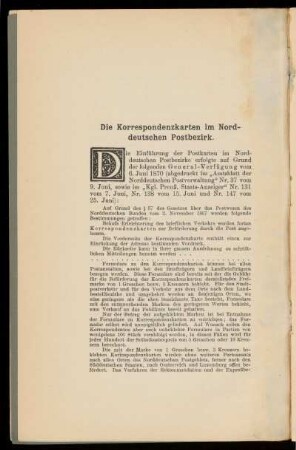 Die Korrespondenzkarten im Norddeutschen Postbezirk
