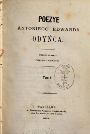 Poezye Antoniego Edwarda Odyńca, 1
