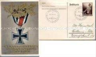 Postkarte zum Zweiten Weltkrieg mit Hitler-Zitat