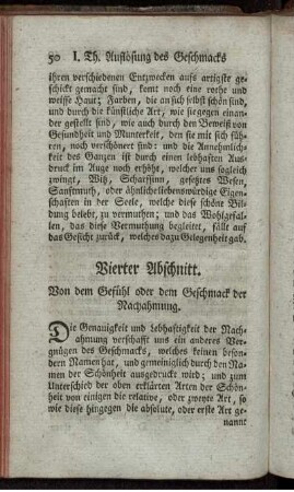 Vierter Abschnitt. Von dem Gefühl oder dem Geschmack der Nachahmung