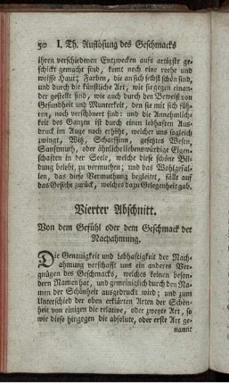 Vierter Abschnitt. Von dem Gefühl oder dem Geschmack der Nachahmung