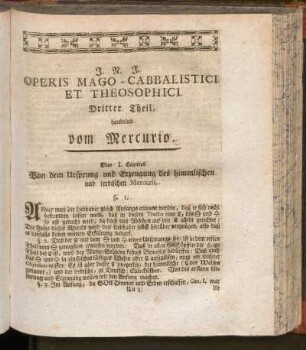 Dritter Theil, handelnd vom Mercurio