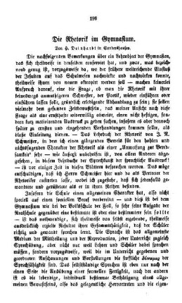 Die Rhetorik im Gymnasium