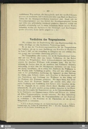 Verdichten des Vorgespinnstes