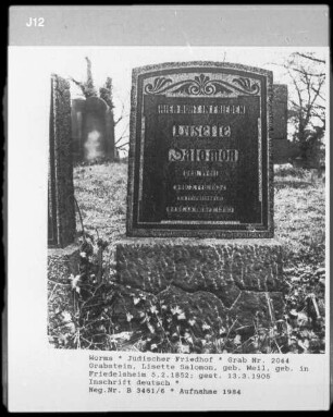 Grabstein von Lisette Salomon, geborene Weil (gestorben 1905.03.13)