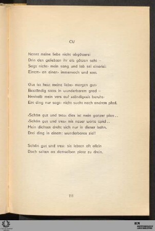 CV: Nennt meine liebe nicht abgötterei