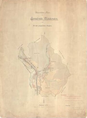 Übersichtsplan der Gemeinde Weidenau über die neu projektierten Straßen