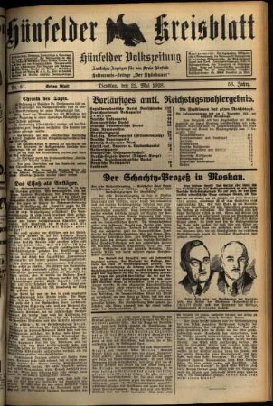 Erste Ausgabe vom Dienstag, den 22. Mai 1928.