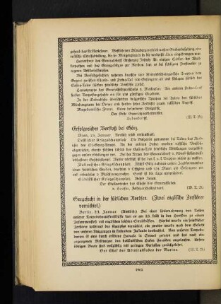 Seegefecht in der südlichen Nordsee. (Zwei englische Zerstörer vernichtet.)