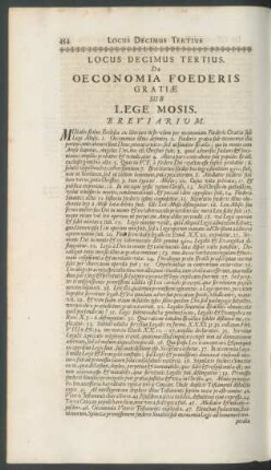 Locus Decimus Tertius. De Oeconomia Foederis Gratiae Sub Lege Mosis.
