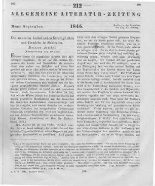 Die neuesten katholischen Streitigkeiten und Umtriebe in Schlesien. Dritter Artikel. (Fortsetzung von Nr. 211)