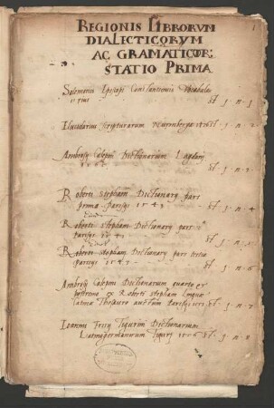 München, Hofbibliothek: Standortkatalog der Grammatici und Dialectici (Drucke), 1571 - 73 - BSB Cbm Cat. 105