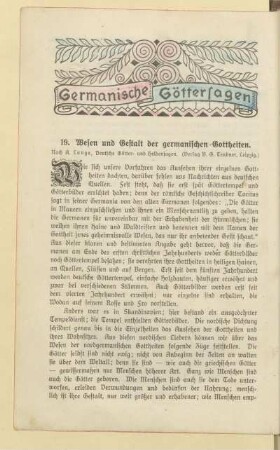 II. Germanische Götterfrage