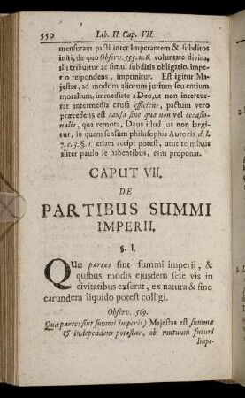 Caput VII. De Partibus Summi Imperii.