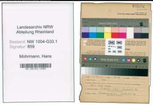 Entnazifizierung Hans Mohrmann , geb. 02.04.1920 (Schulhelfer)