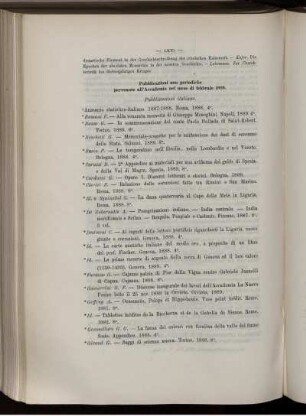 Pubblicazioni non periodiche pervenute all' Accademia nel mese di febbraio 1889.