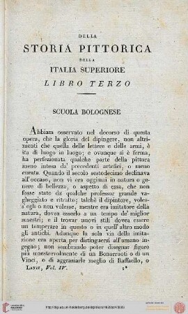 Della Storia Pittorica Della Italia Superiore.