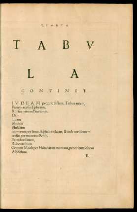 Quarta Tabula Continet Iudeam ...