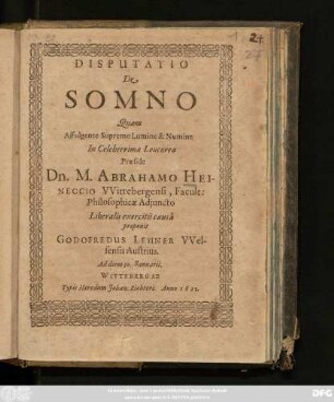 Disputatio De Somno