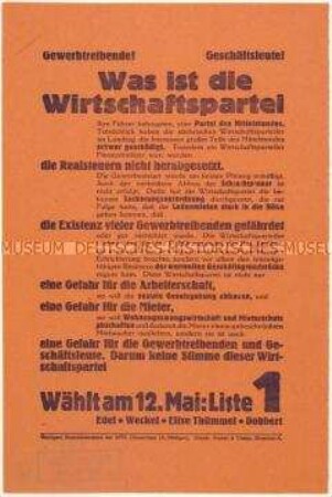 Aufruf der SPD zur sächsischen Landtagswahl 1929