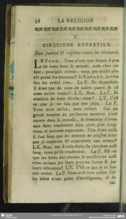 V. Cinquieme Entretien