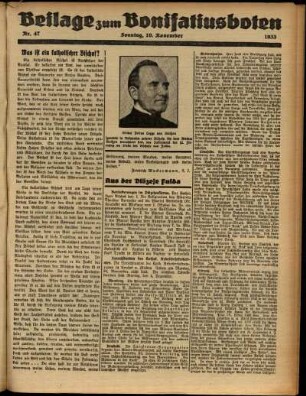Zweite Ausgabe vom Sonntag, den 19. November 1933.