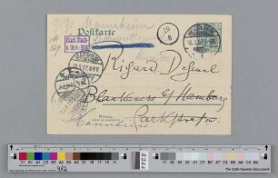 Postkarte an Richard Dehmel