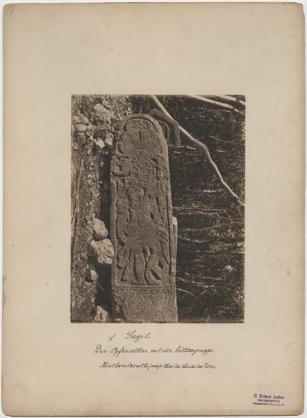 "Stele 4. sacrificial altar with group of gods."