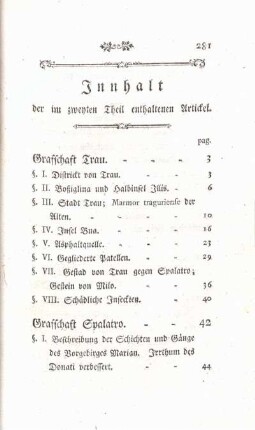 Innhalt der im zweyten Theil enthaltenen Artickel.