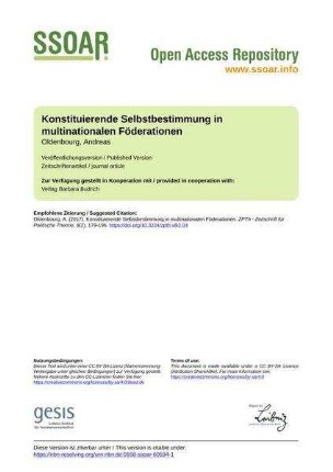 Konstituierende Selbstbestimmung in multinationalen Föderationen