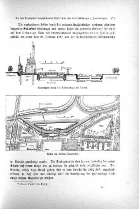 Karte: Querschnitt durch die Hafenanlage am Urban ; Karte: Hafen am Urban (Lageplan)