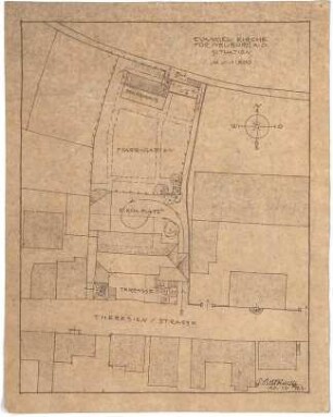 Bestelmeyer, German; Neuburg an der Donau (Bayern); Ev. Kirche - Situation (Lageplan)