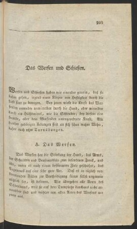 Das Werfen und Schießen
