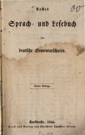 Erstes Sprach- und Lesebuch für deutsche Elementarschulen