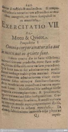 Exercitatio VII. De Motu et Quiete.