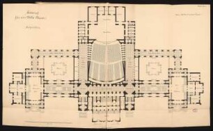 Volkstheater Schinkelwettbewerb 1892: Grundriss Erdgeschoss 1:150