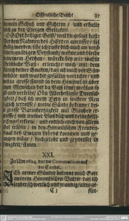 XXI. Zu Ulm 1624. vor der Communion auf der Cantzel