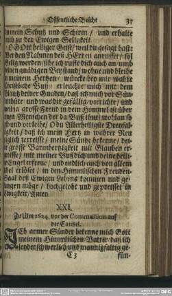 XXI. Zu Ulm 1624. vor der Communion auf der Cantzel