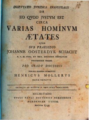 Disp. iur. inaug. de eo quod iustum est circa varias hominum aetates