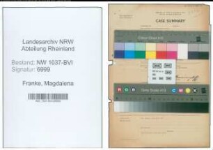 Entnazifizierung Magdalena Franke , geb. 05.01.1886 ()