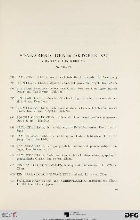 Sonnabend, den 16. Oktober 1937, vormittags von 10 Uhr ab (Nr. 392-632)
