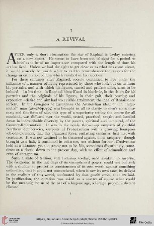 I. A Revival