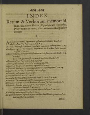 Index Rerum & Verborum